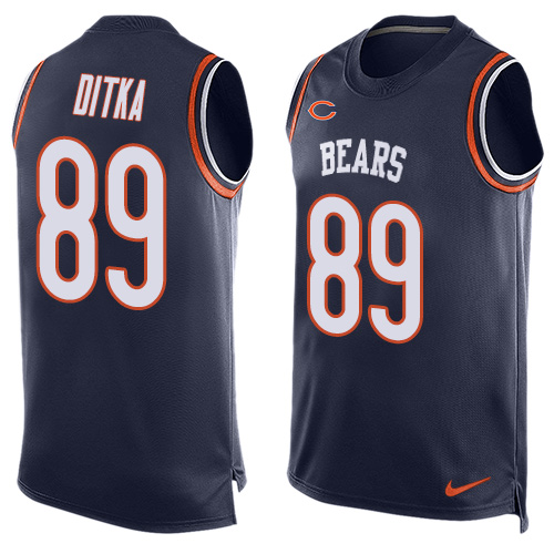 Men's Limited Mike Ditka Nike Jersey Navy Blue - #89 Player Name & Number Tank Top NFL Chicago Bears